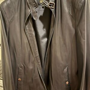 Scott Black Leather Jacket with Buckle Detail